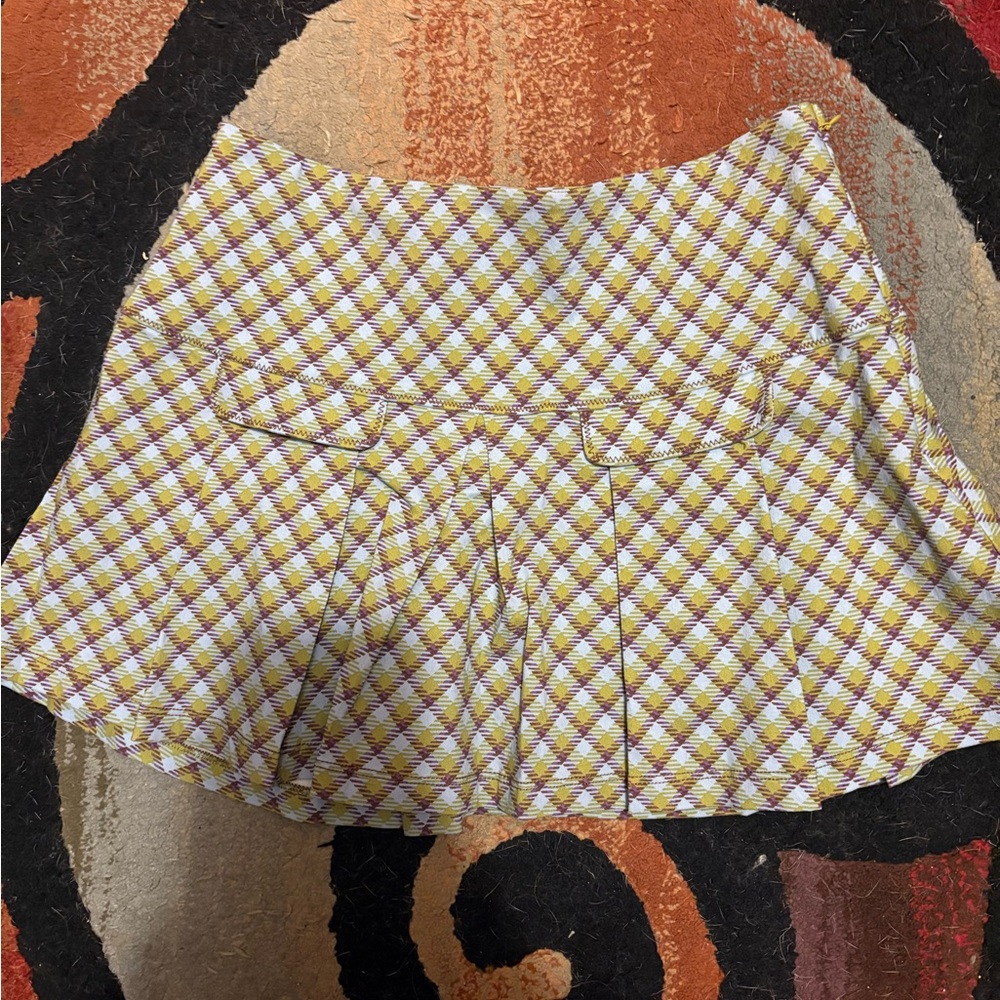 Kimchi Blue Plaid Skirt in Green and Purple